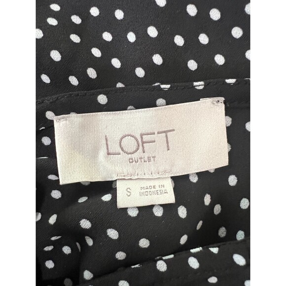 LOFT Outlet Black White Polka Dot Sleeveless Blouse Back Tie Cut Out Women's S - Picture 4 of 9